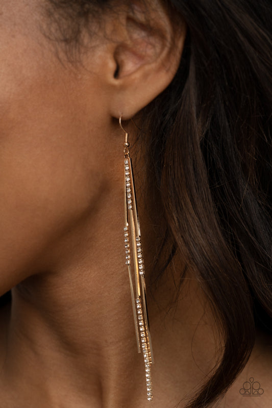 Paparazzi Earring ~ Dainty Dynamism - Gold