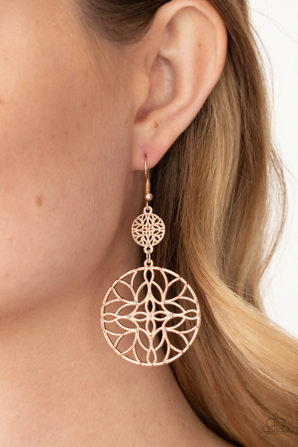 Paparazzi Mandala Eden Rose Gold Earrings. Get Free Shipping. #P5ST-GDRS-025XX