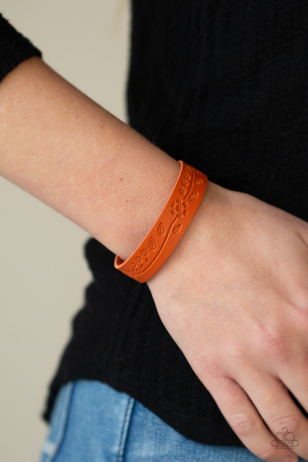 Paparazzi Bracelet ~ Rural Equinox - Orange Urban Leather Band Wrap Bracelet