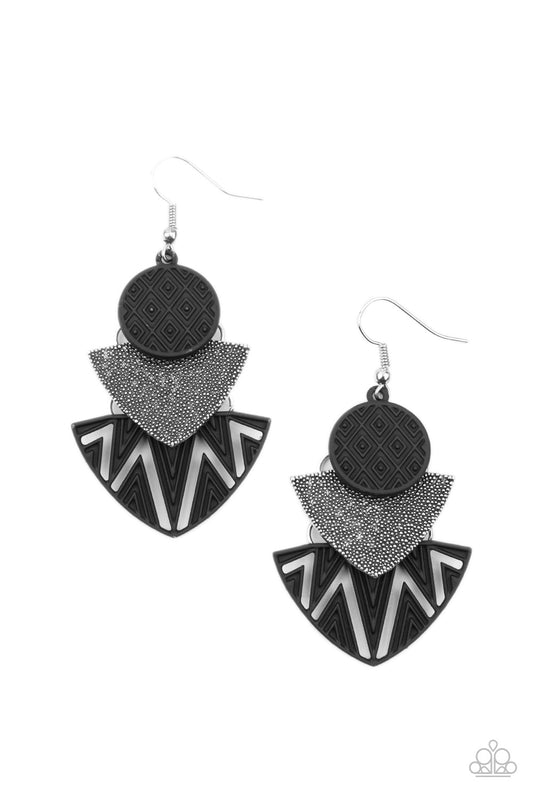 Jurassic Juxtaposition - Black Earrings Paparazzi Accessories $5 Jewelry