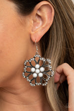 Load image into Gallery viewer, Paparazzi Dazzling Dewdrops White Floral Earrings online at AainaasTreasureBox #P5WH-WTXX-221XX
