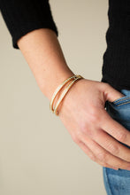 Load image into Gallery viewer, Paparazzi A Show of FIERCE Gold Hinged Closure Bracelet For Women. Get Free Shipping. 
