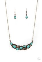 Load image into Gallery viewer, Paparazzi Cottage Garden Brass Necklace. #P2SE-BRXX-103YE. Subscribe &amp; Save. Turquoise Stone
