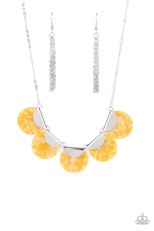 Paparazzi Mermaid Oasis - Yellow Shell Necklace. #P2ST-YWXX-070XX. Includes earrings