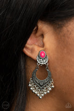 Load image into Gallery viewer, Paparazzi Earring ~ Summery Gardens - Pink Clip-On Earring
