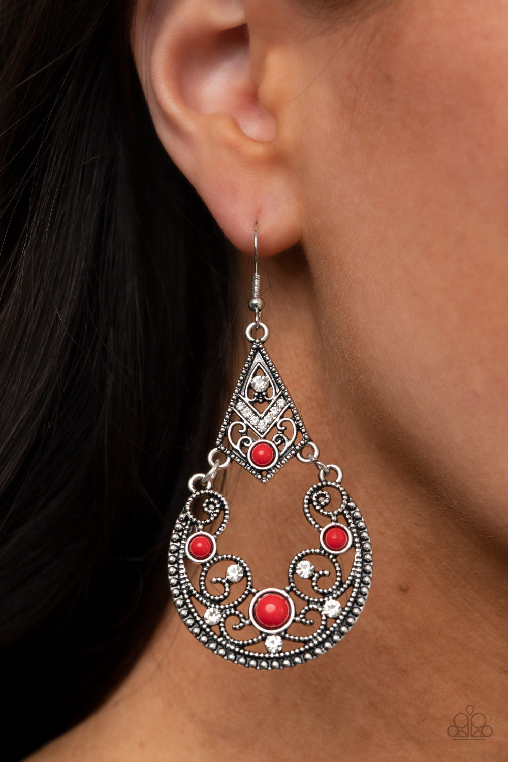 Bohemian Ball Red Earrings Paparazzi Accessories online at AainaasTreasureBox #P5WH-RDXX-134XX