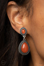 Load image into Gallery viewer, Paparazzi Earring ~ Carefree Clairvoyance - Orange Clip-On Earring
