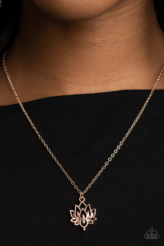 Lotus Retreat - Rose Gold Necklace Paparazzi Accessories