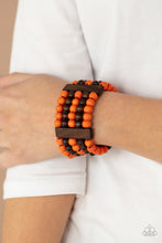 Load image into Gallery viewer, Caribbean Catwalk Orange Wooden Stretchy Bracelet Paparazzi Accessories. Get Free Shipping. 
