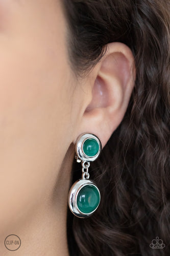 Subtle Smolder - Green Earring Paparazzi Accessories Clip-On Earring