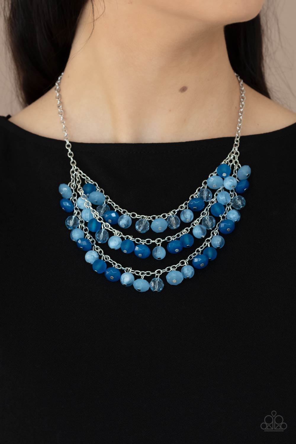 Fairytale Timelessness Blue Fringe Necklace Paparazzi Accessories. #P2ST-BLXX-135XX