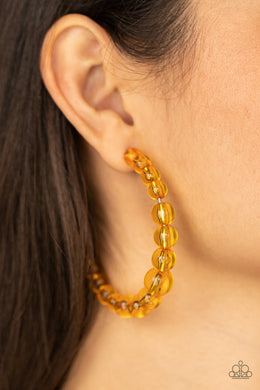 Paparazzi Earrings ~ In The Clear - Orange Hoop Earring