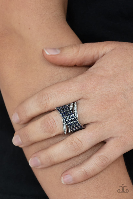 Classic Crossover - Blue Ring Paparazzi Accessories. Get Free Shipping! #P4RE-BLXX-214XX