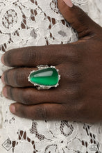 Load image into Gallery viewer, Paparazzi Newport Nouveau Green moonstone Ring with stretchy band. #P4BA-GRXX-023ZT
