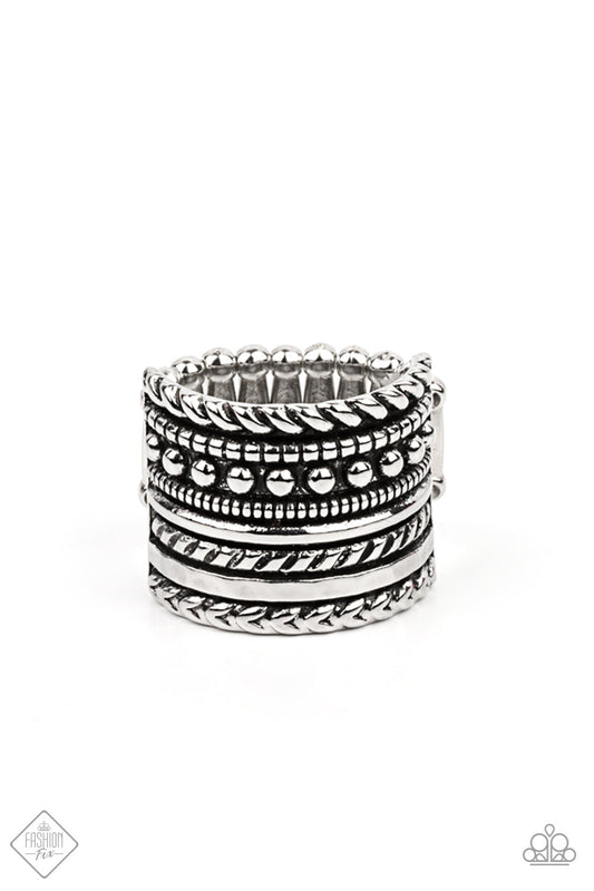 Paparazzi Fashion Fix Ring ~ Stacked Odds - Silver  - April 2021 Fashion Fix Ring
