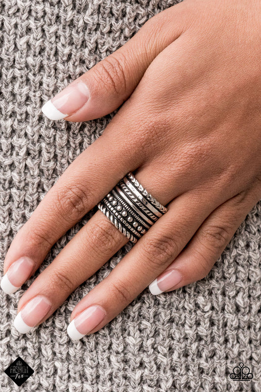 Paparazzi Fashion Fix Ring ~ Stacked Odds - Silver  - April 2021 Fashion Fix Ring