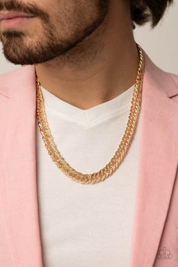 Paparazzi Urban Uppercut Gold Necklace. Get Free Shipping. #P2MN-URGD-033AM. Men's Necklace