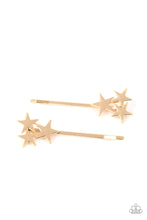Load image into Gallery viewer, Suddenly Starstruck - Gold Hair Clip Paparazzi Accessories $5 Bobby Pins. #P7SS-GDXX-042XX
