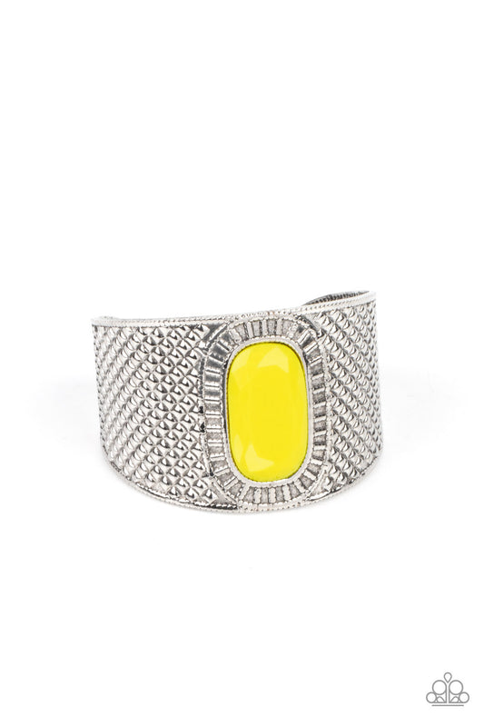 Paparazzi Bracelet ~ Poshly Pharaoh - Yellow Cuff Bracelet