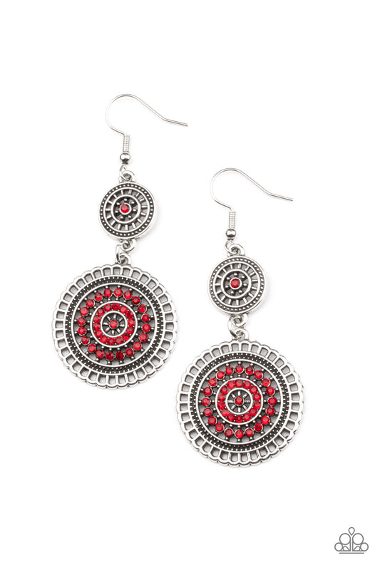 Paparazzi Earrings ~ Bohemian Bedazzle - Red