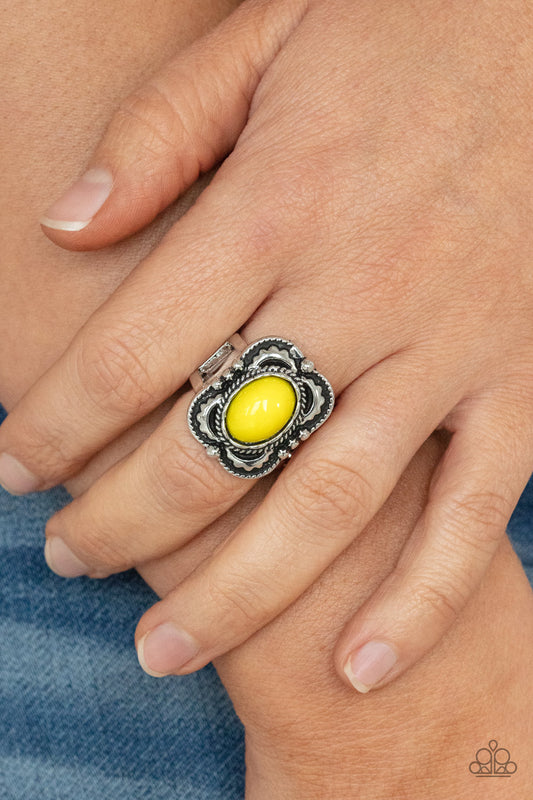 Vivaciously Vibrant Yellow Ring Paparazzi Accessories. Get Free Shipping! #P4WH-YWXX-137XX