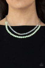 Load image into Gallery viewer, Paparazzi Parisian Princess Green Necklace. Get Free Shipping. #P2RE-GRXX-231XX. Pearly Green Ash
