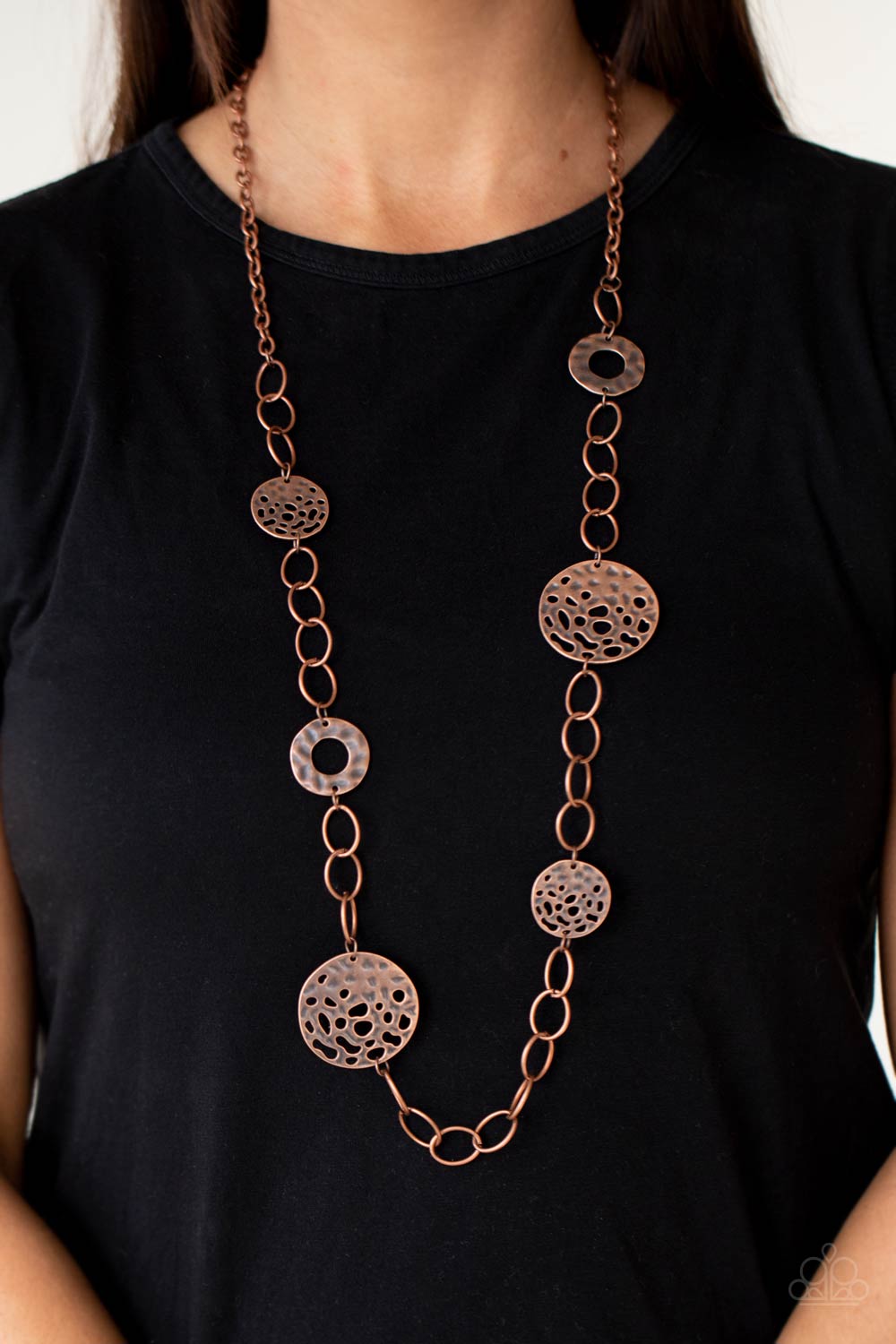 HOLEY Relic Copper Hoop Disc Necklace Paparazzi Accessories. Hammered. Subscribe & Save