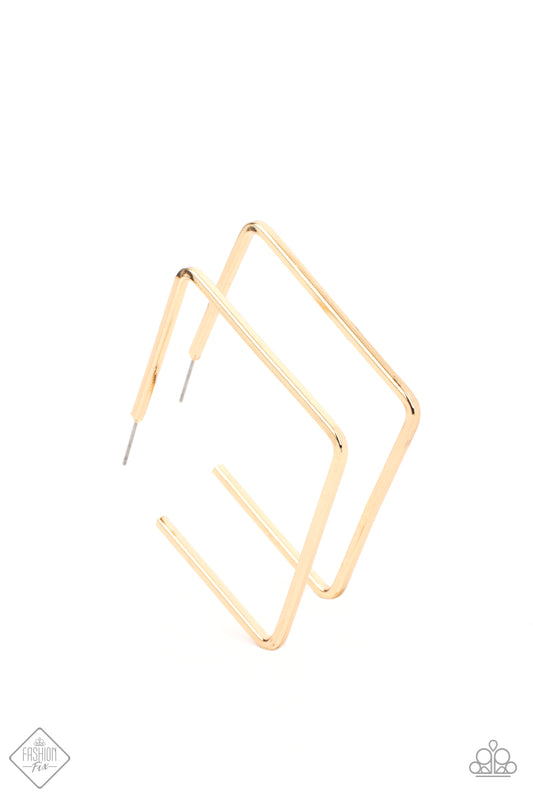 Paparazzi Fashion Fix Earring ~ Material Girl Magic - Gold Hoops - April 2021 Fashion Fix Earring