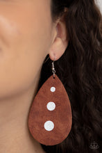 Load image into Gallery viewer, Paparazzi Earring ~ Rustic Torrent - Brown Distressed Leather Earring
