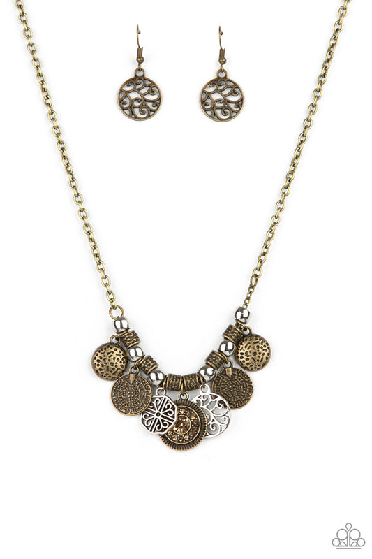 Paparazzi Necklace ~ To Coin A Phrase - Brass Fashion Fix Necklace