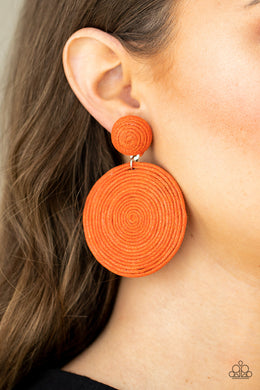 Circulate The Room - Marigold Orange Earrings Paparazzi Accessories. Free Shipping! #P5PO-OGXX-020XX
