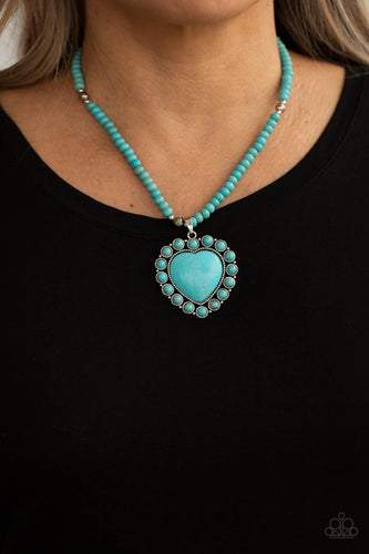 A Heart Of Stone Blue Necklace Paparazzi. #P2SE-BLXX-436XX Life of the Party Valentine Necklace 