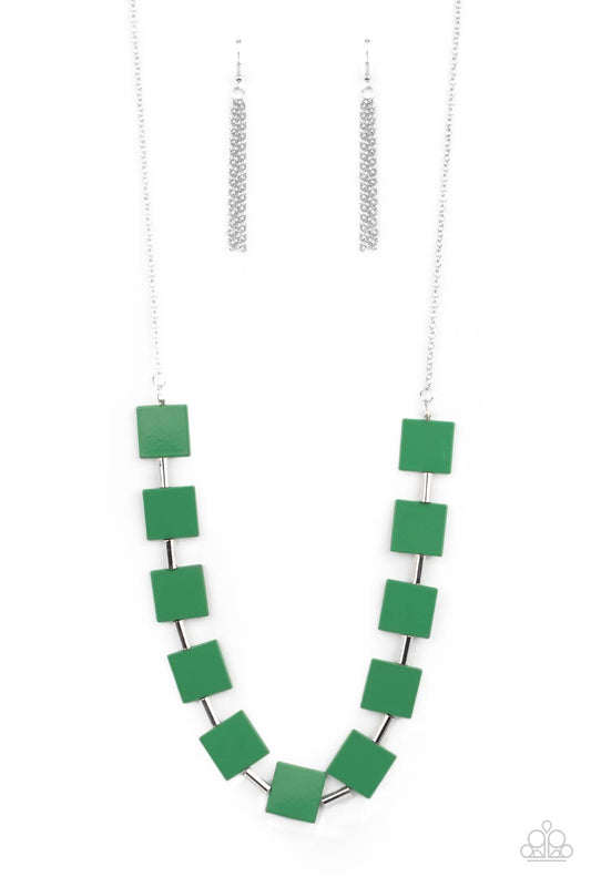 Hello, Material Girl - Green Necklace Paparazzi Accessories. #P2ST-GRXX-082XX