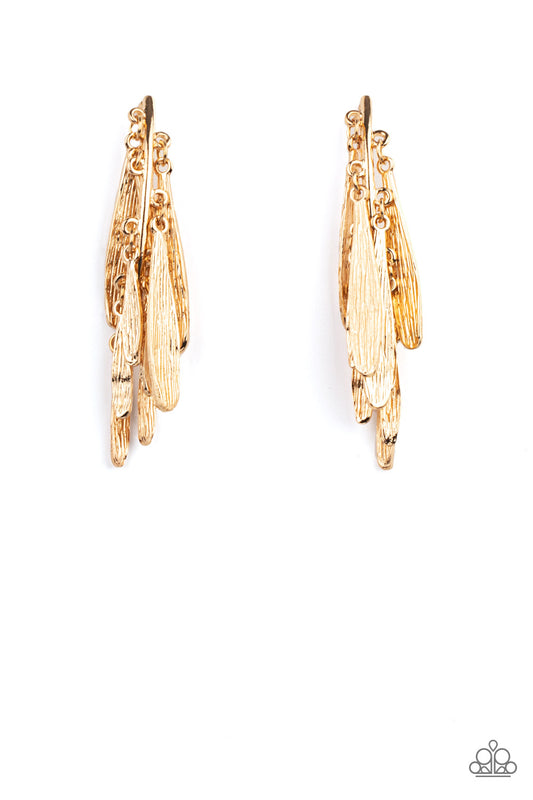 Paparazzi Earring ~ Pursuing The Plumes - Gold
