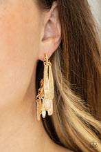 Load image into Gallery viewer, Pursuing The Plumes - Gold Earring Paparazzi
