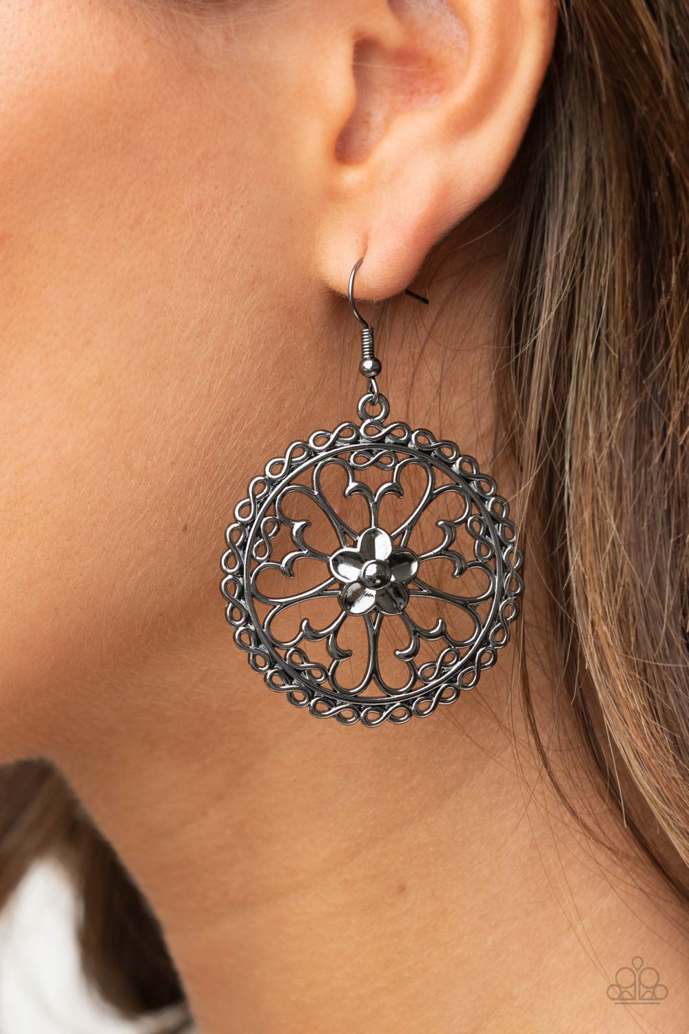 Floral Fortunes Black Floral Earrings Paparazzi Accessories. $5 Jewelry. Get Free Shipping.  