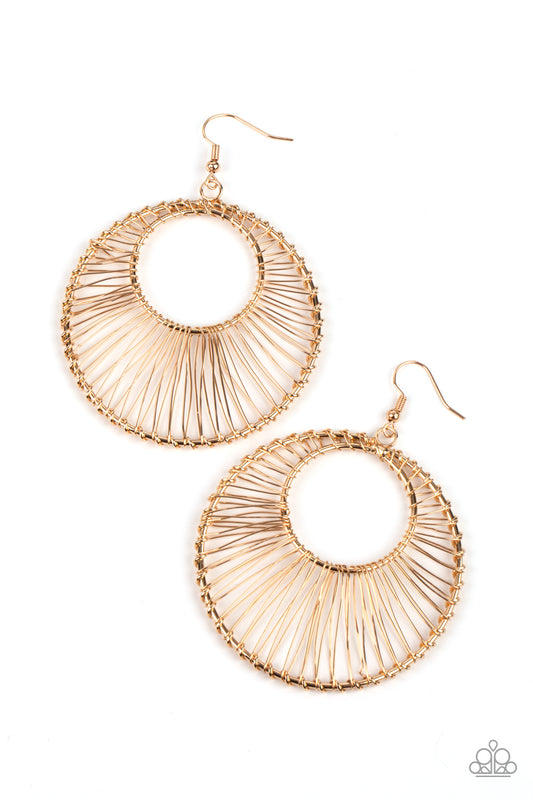 Artisan Applique - Gold Earring Paparazzi Accessories Gold Hoop Earring