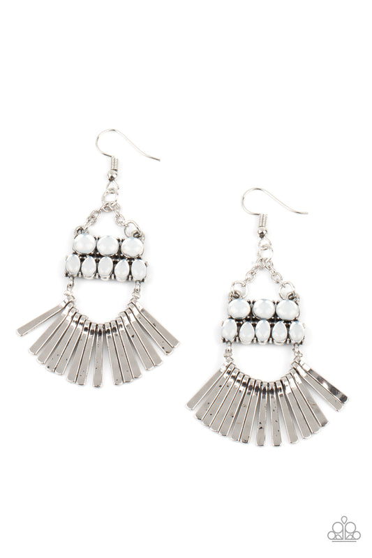 Paparazzi Earrings ~ A FLARE For Fierceness - White