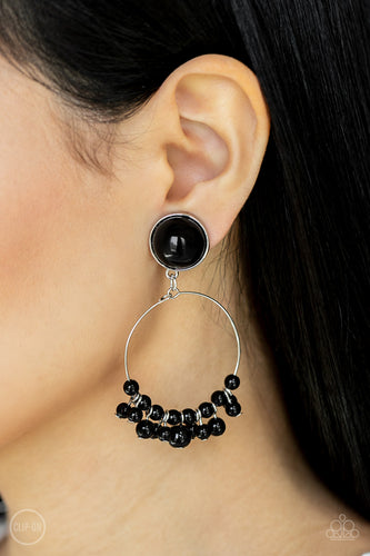 Cabaret Charm - Black Earrings Paparazzi Accessories Dainty