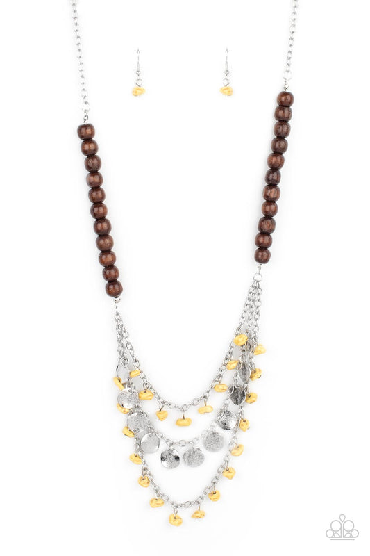 Plains Paradise Yellow Pebbles & Wooden Necklace Paparazzi Accessories. Subscribe & Save.