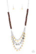Load image into Gallery viewer, Plains Paradise Yellow Pebbles &amp; Wooden Necklace Paparazzi Accessories. Subscribe &amp; Save.
