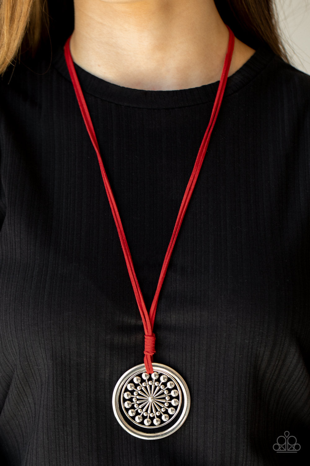 One MANDALA Show - Red Long Necklace Paparazzi Accessories. Get Free Shipping. #P2SE-RDXX-301XX
