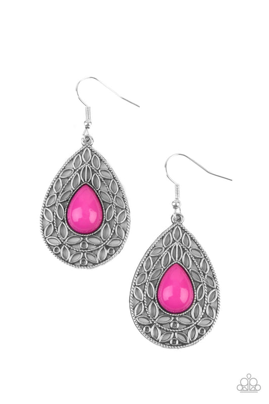 Paparazzi Fanciful Droplets Pink Earrings. #P5WH-PKXX-240XX. Get Free Shipping!