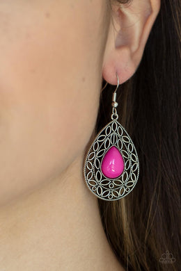 Fanciful Droplets - Pink Earrings Paparazzi Accessories. Free Shipping! #P5WH-PKXX-240XX