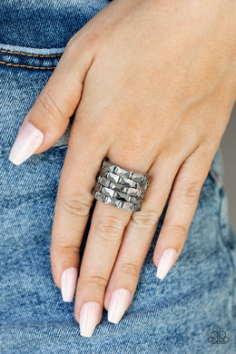 Paparazzi Ring ~ Checkered Couture - Silver
