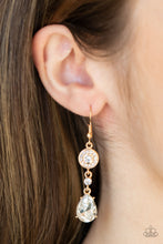 Load image into Gallery viewer, Graceful Glimmer - Gold Earring Paparazzi Accessories Delicate Teardrop earring
