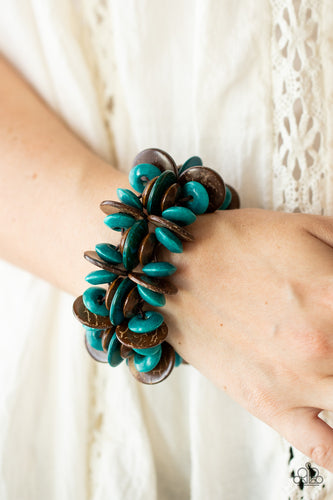 Caribbean Canopy Blue Bracelet Paparazzi Accessories. $5 Wooden Jewelry. Get Free Shipping.