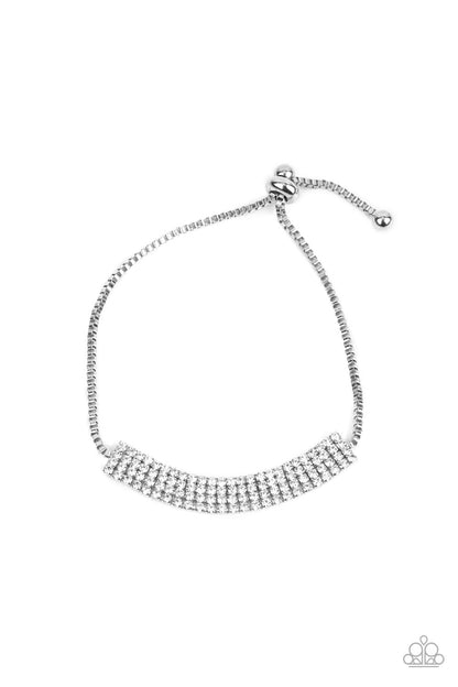 A DIAMOND a Dozen White Sliding Bead Closure Bracelet Paparazzi Accessories. #P9RE-WTXX-466XX