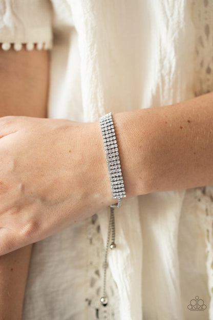 Paparazzi A DIAMOND a Dozen White Rhinestone Bracelet. #P9RE-WTXX-466XX. Ships Free