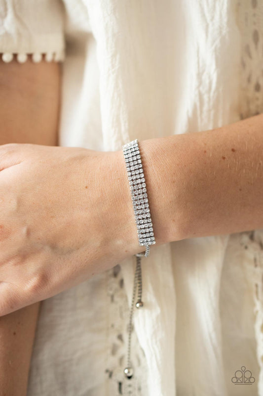 Paparazzi A DIAMOND a Dozen White Rhinestone Bracelet. #P9RE-WTXX-466XX. Ships Free